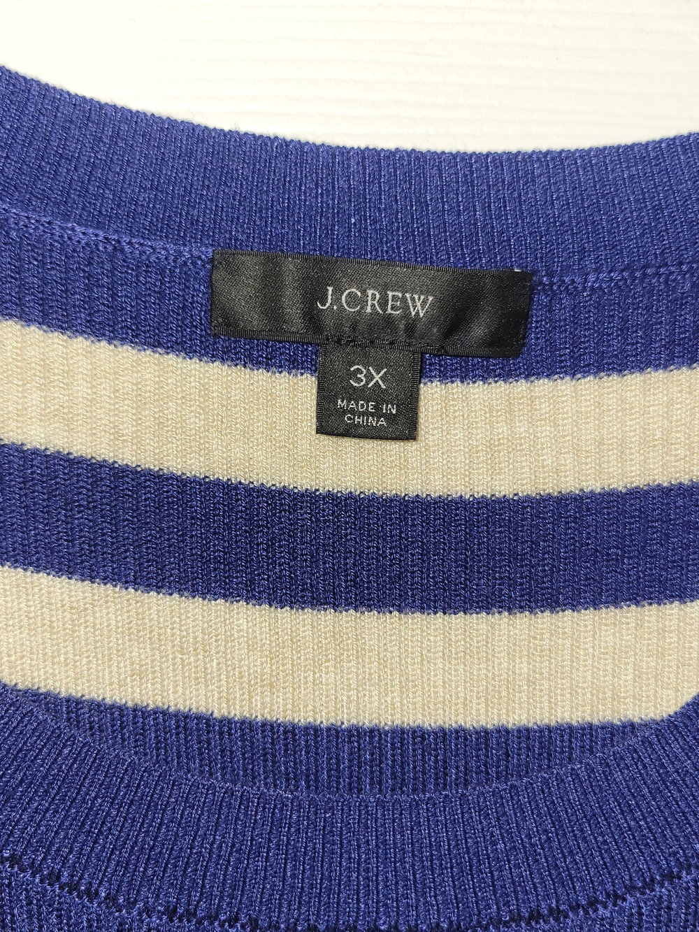 J. Crew Blue and Cream Striped Long-Sleeve Crewneck Sweater - Picture 3 of 4
